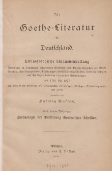Die Goethe-Literatur in Deutschland […]