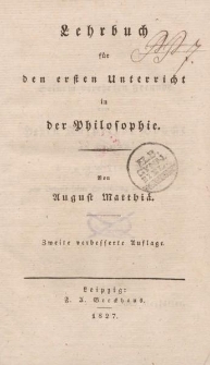 Lehrbuch für den ersten Unterricht in der Philosophie
