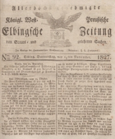 Elbingsche Zeitung, No. 92 Donnerstag, 15 November 1827