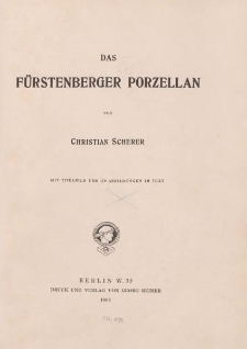 Das Fürtsenberger Porzellan