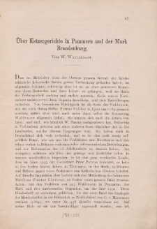 Über Ketzergerichte in Pommern und der Mark Brandenburg