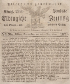 Elbingsche Zeitung, No. 96 Donnerstag, 29 November 1827