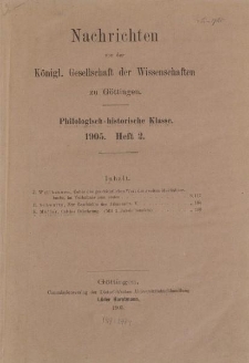 Nachrichten von der Königl. Gesellschaft der Wissenschaften zu Göttingen. Philologisch-historische Klasse. 1905. Heft 2