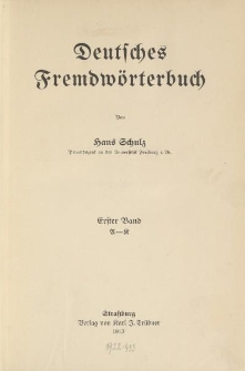 Deutsches Fremdwörterbuch […] Erster Band A-K
