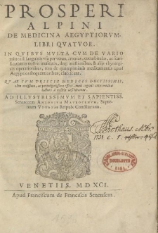 Prosperi Alpini De medicina aegyptiorum, libri quatuor […]