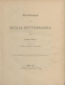 Forschungen zur Sicilia Sotterranea