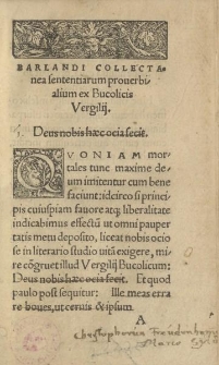 [Hadriani Barlandi versuum ex poetarum principe Vergilio proverbialium collectane]