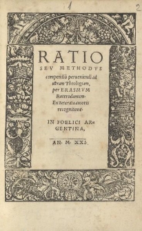 Ratio sev methodvs compediò perueniendi ad ueram Theologiam [...]