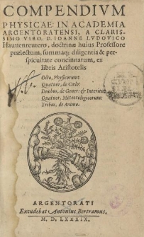 Compendivm physicae in Academia Argentoratensis [...]