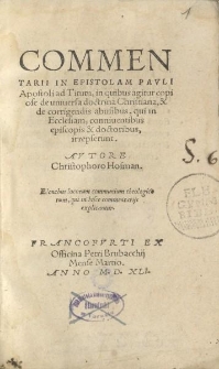 Commentarii in epistolam Pavli Apostoli ad Titum [...]
