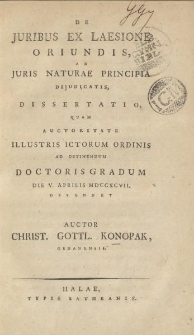 De juribus ex laesione oriundis ad juris naturae principia dijudicatis dissertatio [...]