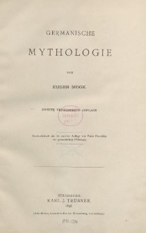 Germanische Mythologie von Eugen Mogk