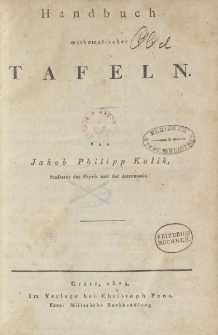 Handbuch mathematischer Tafeln