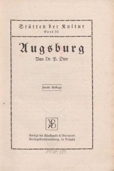 Stätten der Kultur. Band 20. Augsburg