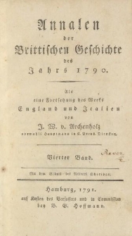 Annalen der Britischen Geschichte des Jahrs 1790 […] Vierter Band