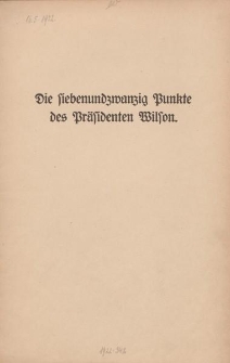 Die siebenundzwanzig Punkte des Präsidenten Wilson