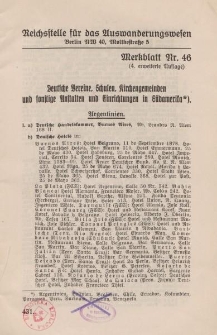 Deuteche Vereine, Schulen, Kirchengemeinden und sonstige Anstalten und Einrichtungen in Südamerika