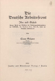 Die Deutsche Arbeitsfront. Idee und Gestalt […]