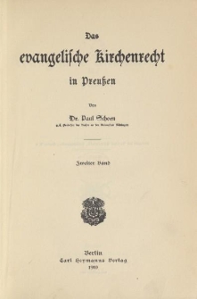 Das evangelische Kirchenrecht in Preußen. Zweiter Band