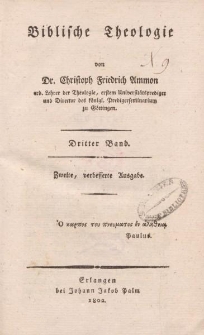 Biblische Theologie von Dr. Christoph Friedrich Ammon […] Dritter Band