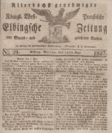 Elbingsche Zeitung, No. 39 Montag, 14 Mai 1827