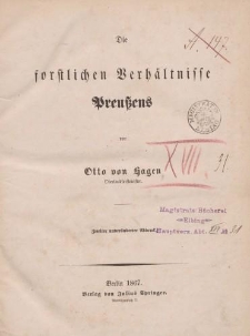 Die forstlichen Verhältnisse Preußens