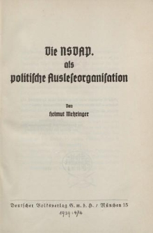 Die NSDAP als politische Ausleseorganisation