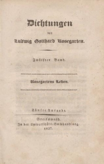 Dichtungen von Ludwig Gotthard Kosegarten. Zwölfter Band. Kosegartens Leben
