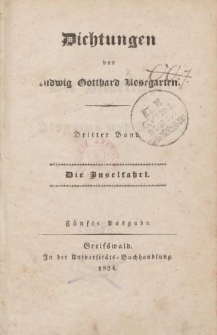 Dichtungen von Ludwig Gotthard Kosegarten. Dritter Band. Die Inselfahrt