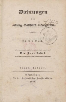 Dichtungen von Ludwig Gotthard Kosegarten. Dritter Band. Die Inselfahrt