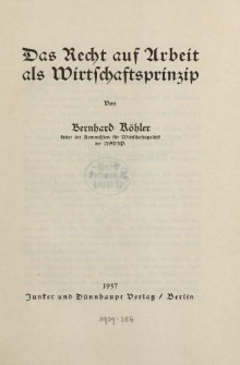 Das Recht auf Arbeit als Wirtschaftsprinzip