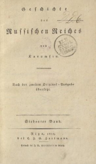 Karamsin&rsquo;s Geschichte des Russischen Reiches [&hellip;] Siebenter Band