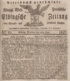 Elbingsche Zeitung, No. 45 Montag, 4 Juni 1827