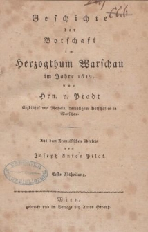 Geschichte der Botschaft Herzogthum Warschau im Jahre 1812