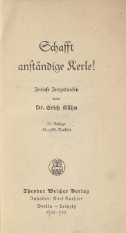 Schafft anst&auml;ndige Kerle! Zeitlose Gedanken