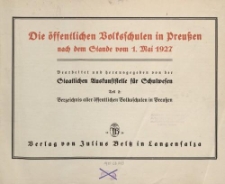 Die öffentlichen Volksschulen in Preußen nach dem Stande vom 1. Mai 1927. Teil 2 […]