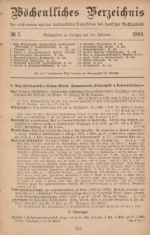 Wöchentliches Verzeichnis der erschienenen und der vorbereiteten Neuigkeiten des deutschen Buchhandels. No.7