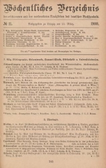 Wöchentliches Verzeichnis der erschienenen und der vorbereiteten Neuigkeiten des deutschen Buchhandels. No.11