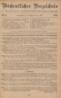 Wöchentliches Verzeichnis der erschienenen und der vorbereiteten Neuigkeiten des deutschen Buchhandels.No.19