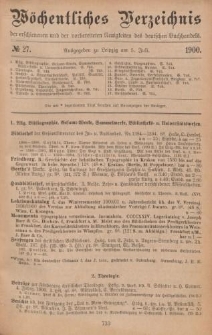 Wöchentliches Verzeichnis der erschienenen und der vorbereiteten Neuigkeiten des deutschen Buchhandels. No.27