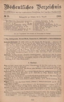 Wöchentliches Verzeichnis der erschienenen und der vorbereiteten Neuigkeiten des deutschen Buchhandels. No.31