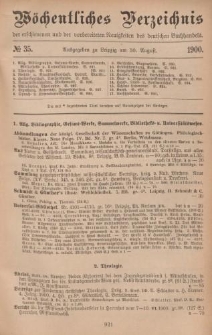 Wöchentliches Verzeichnis der erschienenen und der vorbereiteten Neuigkeiten des deutschen Buchhandels. No.35