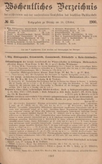 Wöchentliches Verzeichnis der erschienenen und der vorbereiteten Neuigkeiten des deutschen Buchhandels. No.42