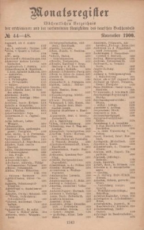 Monatsregister zum Wöchentliches Verzeichnis der erschienenen und der vorbereiteten Neuigkeiten des deutschen Buchhandels. No. 44 - 48