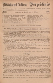 Wöchentliches Verzeichnis der erschienenen und der vorbereiteten Neuigkeiten des deutschen Buchhandels. No.11