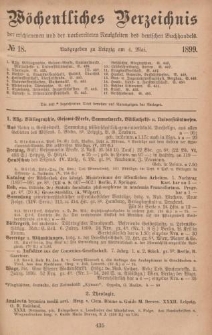 Wöchentliches Verzeichnis der erschienenen und der vorbereiteten Neuigkeiten des deutschen Buchhandels. No.18