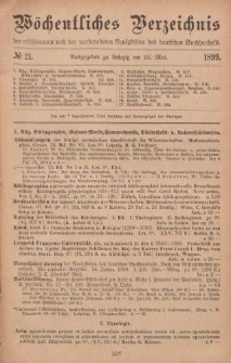 Wöchentliches Verzeichnis der erschienenen und der vorbereiteten Neuigkeiten des deutschen Buchhandels. No.21