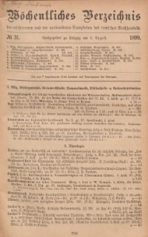 Wöchentliches Verzeichnis der erschienenen und der vorbereiteten Neuigkeiten des deutschen Buchhandels. No.31