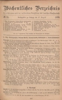 Wöchentliches Verzeichnis der erschienenen und der vorbereiteten Neuigkeiten des deutschen Buchhandels. No.33