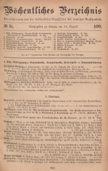 Wöchentliches Verzeichnis der erschienenen und der vorbereiteten Neuigkeiten des deutschen Buchhandels. No.34